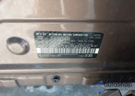 2020 Mitsubishi Eclipse Cross Es 1.5T Awc из США, поврежденный, VIN JA4AT3AAXLZ042741